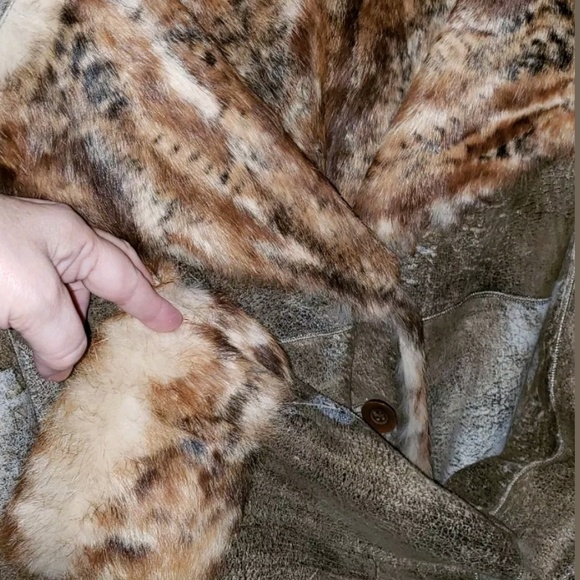 Ladies Tanned Leather Dyed Rabbit Fur Jacket - Picture 7 of 8